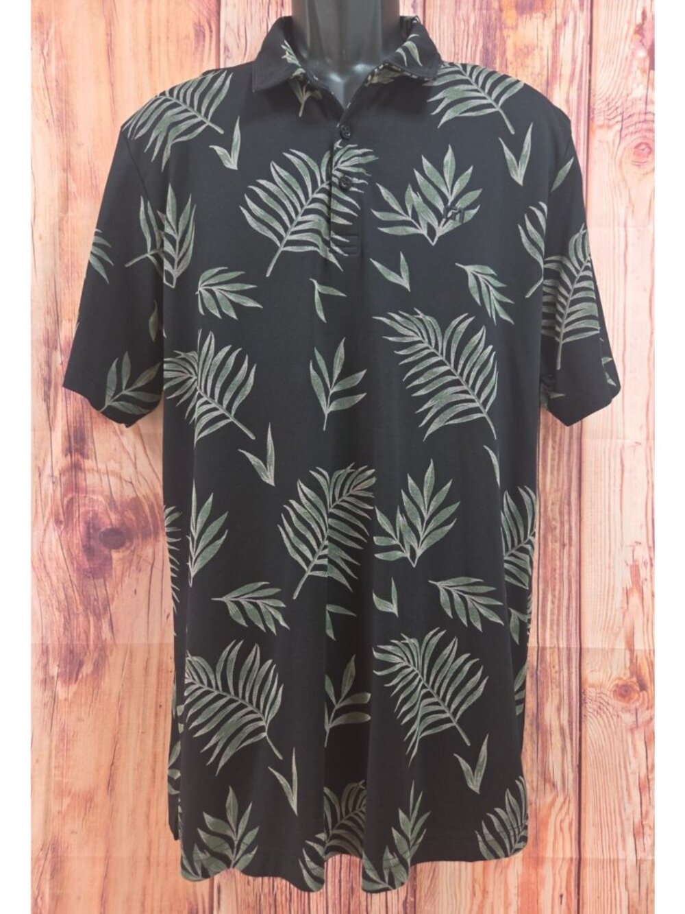 Travis Mathew Mens XL Black Palm Leaf Polo Shirt